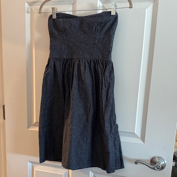 Denim Strapless Mini Dress - Picture 1 of 4